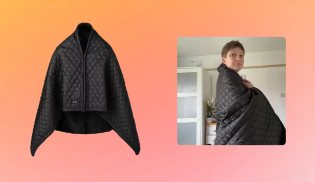 Journalist Poppy O'Neill modelling the Thaw Heated Wrap