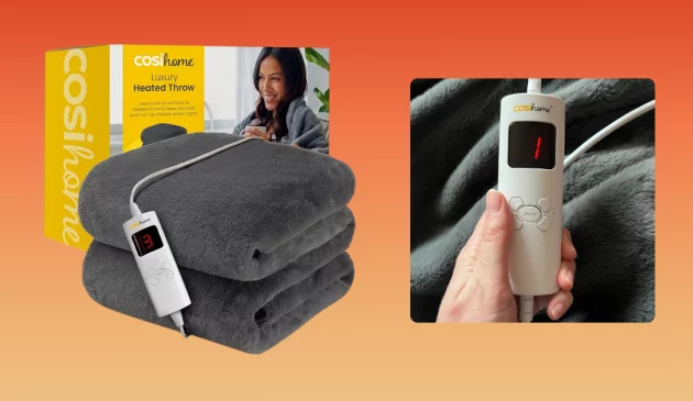 Cosi Home® Luxury Faux Fur Heated Throw being hand tested by journalist Poppy O'Neill