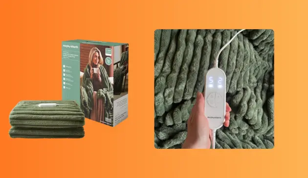 Mumsnet journalist Poppy O'Neill testing the Morphy Richards EverCosy Luxury Striped Heated Throw