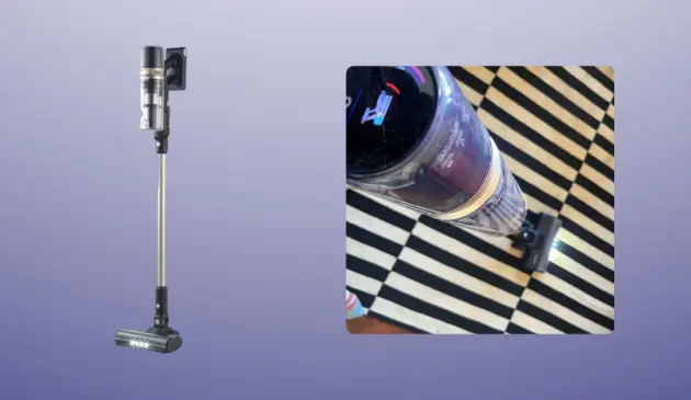 Mumsnet home editor Poppy O'Neill testing the Beldray Airfinity Cordless Vacuum Cleaner