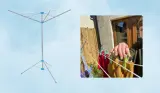 Mumsnet home editor Poppy O'Neill testing the Minky Freestanding Portable Rotary Airer