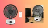 Mumsnet home editor Poppy O'Neill testing the Meaco Sefte Pro 10” Table Air Circulator