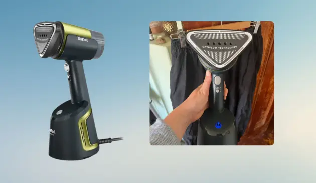 Mumsnet editor Poppy O'Neill testing the Tefal AeroSteam