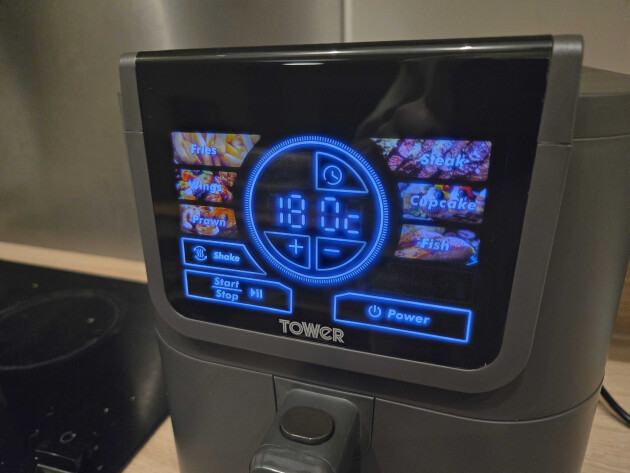 Front view of the Tower AirX AI 5L air fryer with touchscreen display