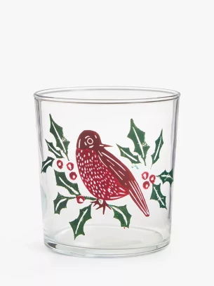John Lewis Robin Print Glass Tumbler