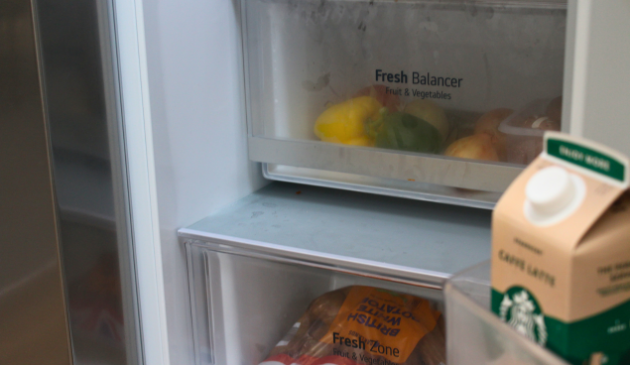 Two huge drawers in the fridge for fruit and vegetables