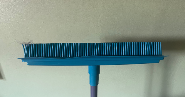Mumsnet home editor Poppy O'Neill tests the Beldray Antibac Pet Plus Rubber Head Broom