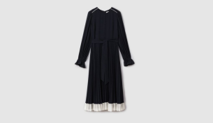 Priya Pleated Belted Midi Dress