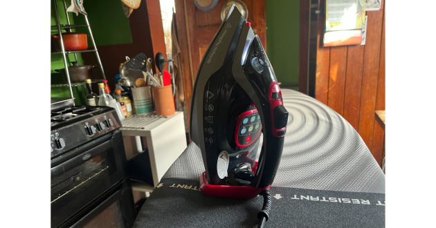 Mumsnet journalist Poppy O'Neill testing the Brabantia Titan Ironing Board