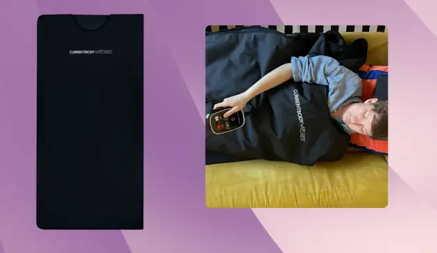 Mumsnet editor Poppy O'Neill testing the CurrentBody Infrared Sauna Blanket