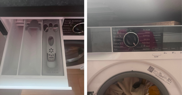 AEG 8000 PowerCare Integrated Washer Dryer being hand tested by Mumsnet