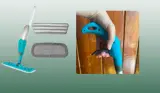 Mumsnet home editor Poppy O'Neill testing the Beldray Antibac Pet Plus+ 2-in-1 Spray Mop
