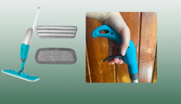 Mumsnet home editor Poppy O'Neill testing the Beldray Antibac Pet Plus+ 2-in-1 Spray Mop