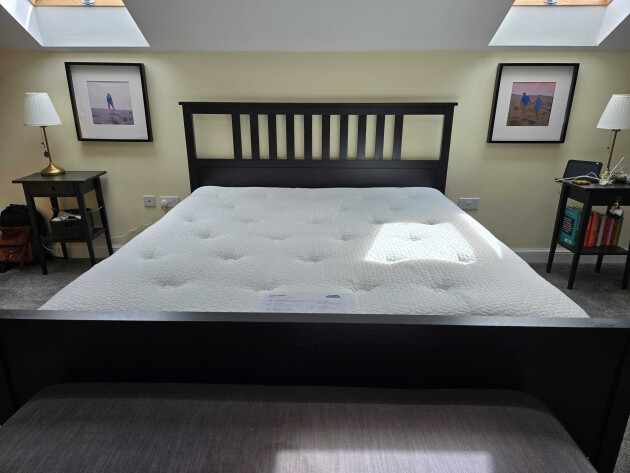 A view of the Silentnight UltraGel Miracoil Pillowtop mattress from the bottom of the bed
