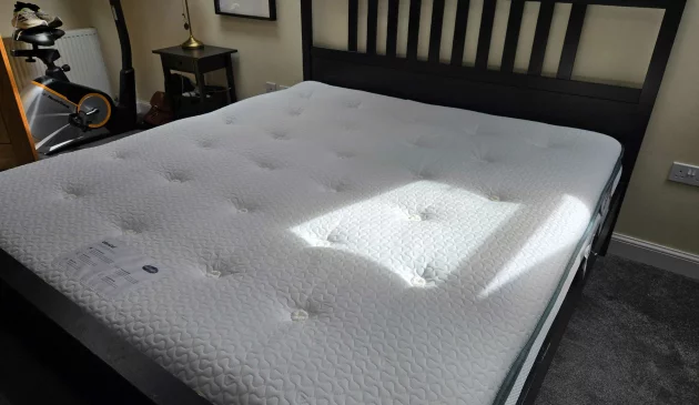 The Silentnight Ultragel Miracoil Pillowtop mattress shown in Rebecca Roberts' bedroom during testing