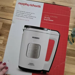 A view of the external packaging of Morphy Richards' Total Control soup maker