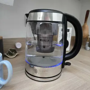 A close up of the Russell Hobbs Brita Purity Glass Kettle