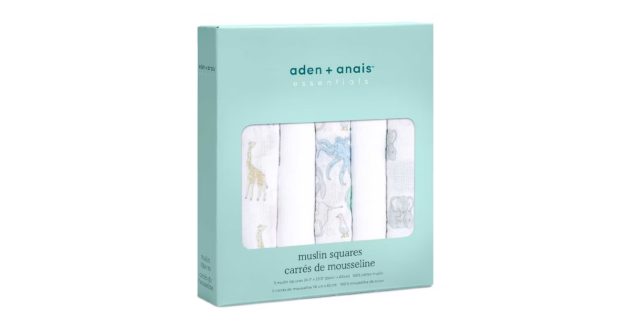 aden + anais™ Essentials 5 Pack Cotton Muslin Squares Natural History product image