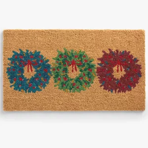 Christmas Wreath Trio Door Mat, £12