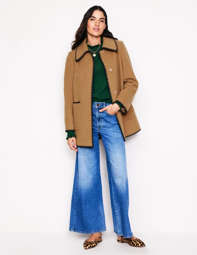 Blanket stitch car coat