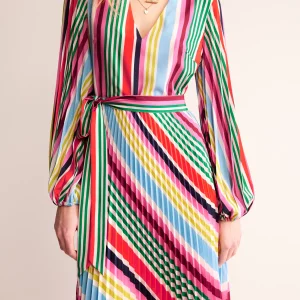 V-Neck Pleated Midi Dress