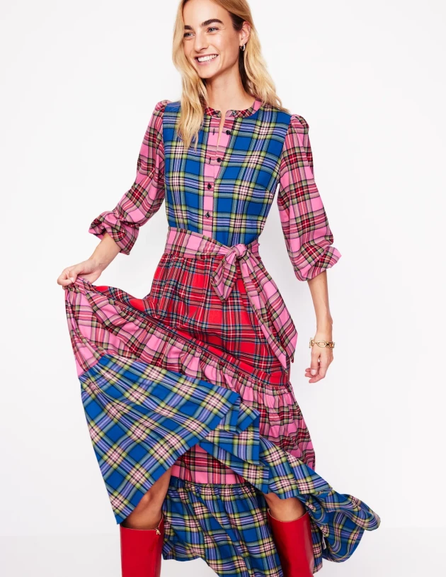 Alba check maxi dress