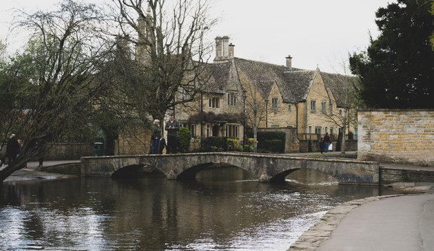 Bourton in the water on an overcast day