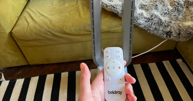 Beldray 2-in-1 Bladeless Fan being hand tested by journalist Poppy O'Neill