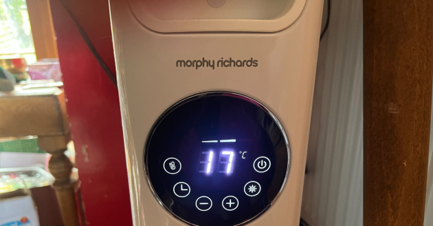 Mumsnet Home editor Poppy O'Neill testing the Morphy Richards HeatFlux Oil Filled Radiator