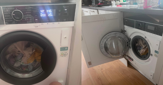 AEG 8000 PowerCare Integrated Washer Dryer being hand tested by Mumsnet in a real family home
