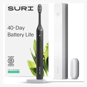 A product image of the SURI Sustainable Electric Toothbrush