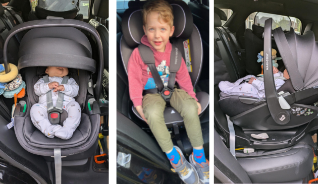 Children in 360 spin car seats