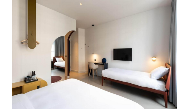 a minimalist room at conscious hotel, amsterdam