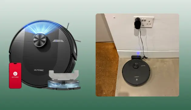 Mumsnet tester Justine testing the Ultenic D10 Robot Vacuum Cleaner with Mop