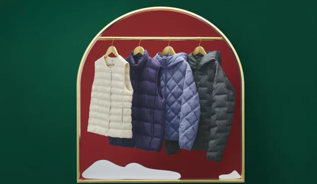 Uniqlo's puffertech jackets on display
