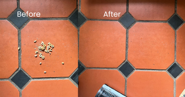 Mumsnet journalist Poppy O'Neill hand testing the Vax LiftOut Reach Pet Design vacuum cleaner