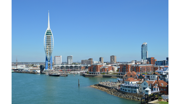 A view of Portsmouth historic dockyard and Spinnaker tower