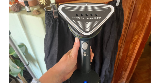 Mumsnet editor Poppy O'Neill testing the Tefal AeroSteam
