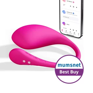 A product image of the Lovense Lush 3 with a Mumsnet Best Buy badge