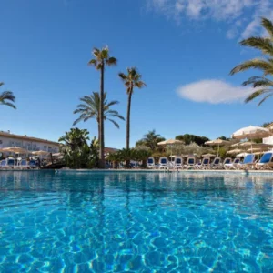 photo taken from the swimming pool of a hotel in Mallorca