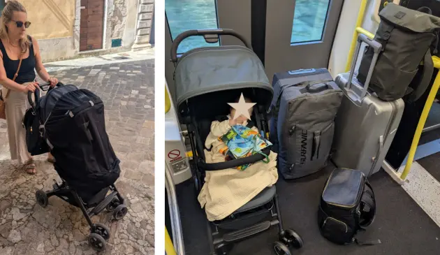 Mum pushing baby in Maxi-Cosi Lara 2 stroller