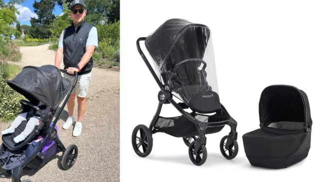 Father and child using Baby Jogger City Sights stroller