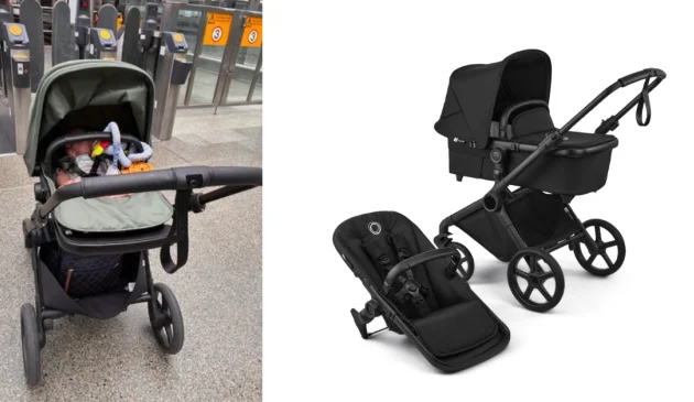 baby in Bugaboo Cub 2 in 1 pushchair