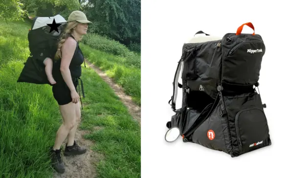 mum using Out n About Nipper Trek carrier