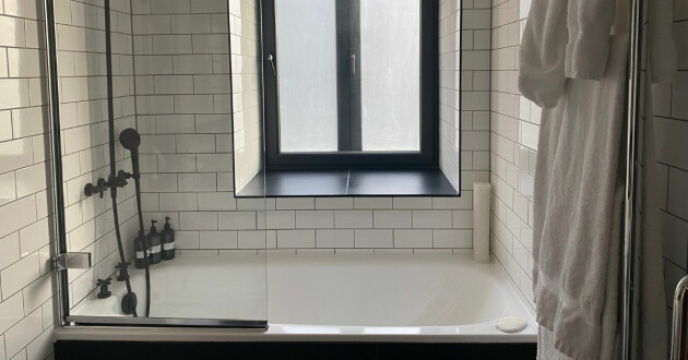 The bathroom in a family suite at Andaz London Liverpool Street hotel