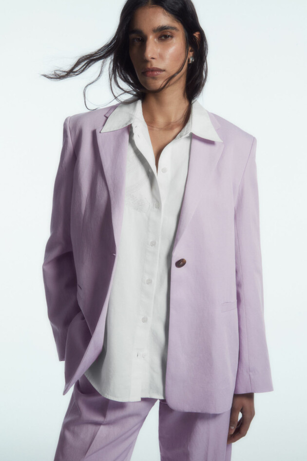 COS Single-breasted Linen-Blend Blazer