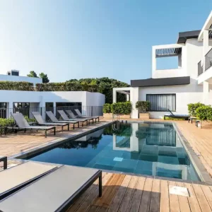 Pool terrace at the Aqua Bay Hotel in Zante