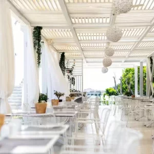 Restaurant terrace at the Aqua Bay Hotel in Zante