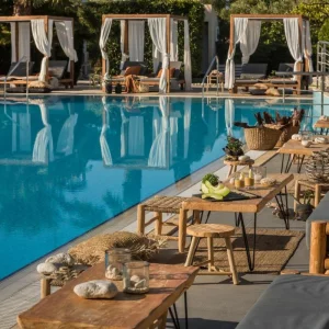 Pool cabana beds at Avithos Resort Hotel in Kefalonia