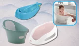 best baby bath round up image featuring Skip Hop, Shnuggle and Angelcare baby baths